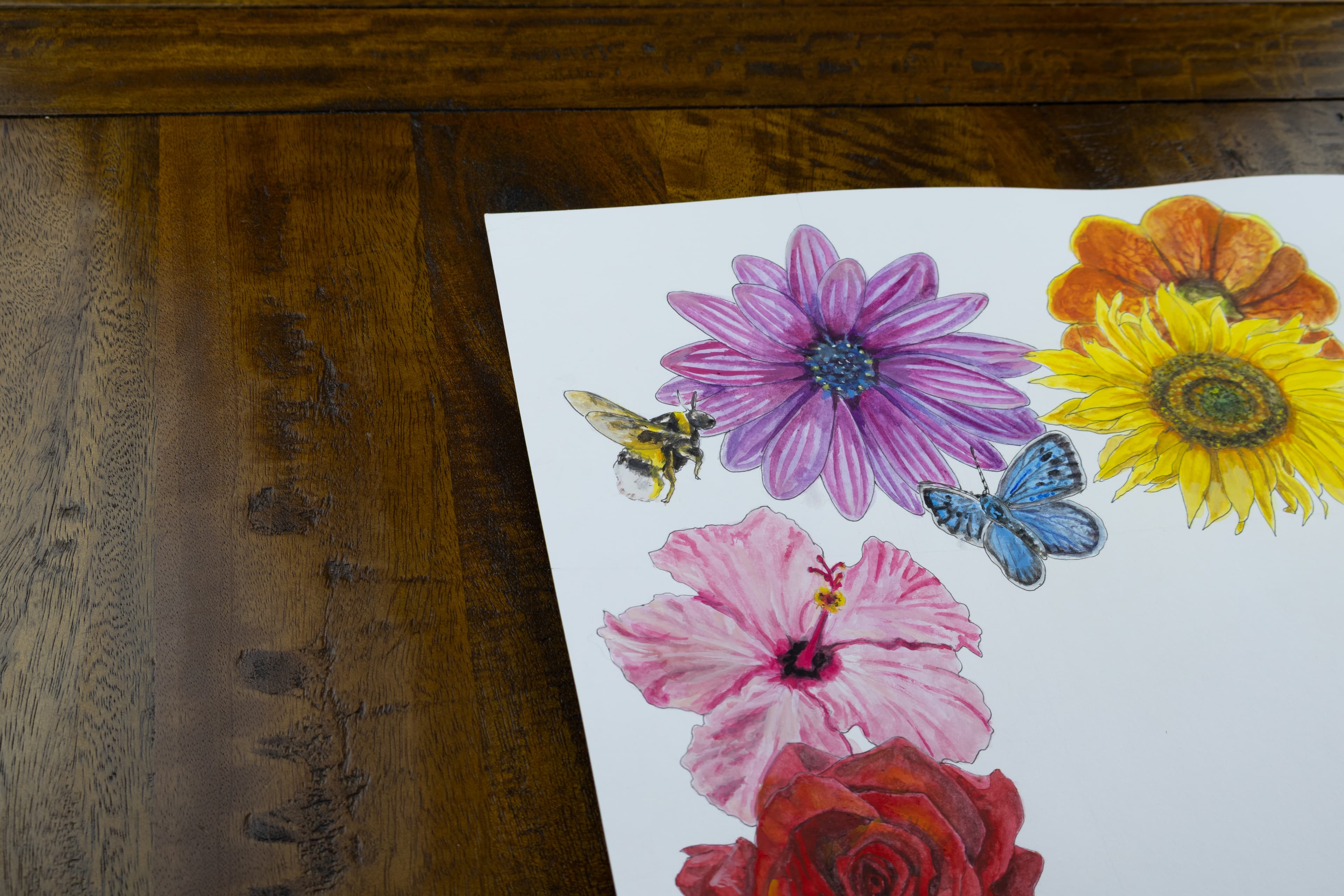 Summer Flowers ketubah design featuring summer flowers